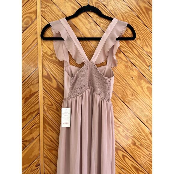 Show Me Your Mumu June Bridesmaid Wedding Maxi Dress in Neutral Mauve Chiffon - Picture 15 of 15